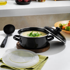 Schafer Komfort Pişir Sakla 18 Cm Emaye Tencere Siyah