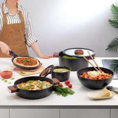 Schafer Matrix Döküm 8 Parça Tencere Seti Siyah