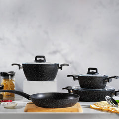 Schafer New Savor Yanmaz Yapışmaz 7 Parça Tencere Seti Siyah