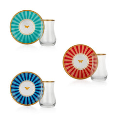 Schafer Pırıl 6 Kişilik 12 Parça Cam Çay Seti Asorti