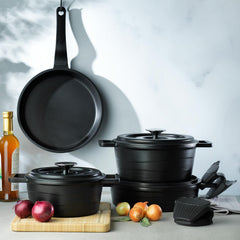 Schafer Pro Cast Döküm 7 Parça Tencere Seti Siyah