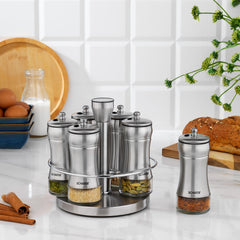 Schafer Retro Döner Standlı 7 Parça Baharat Takımı Inox