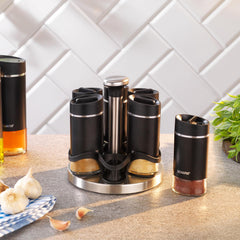 Schafer Silver Touch 7 Parça Döner Standlı Baharat Takımı Siyah