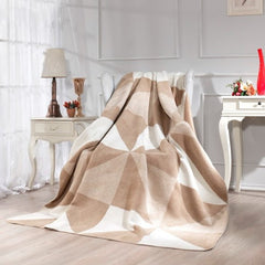 Cozy Tek Kişilik 160x200 Cm Pamuklu Battaniye Açık Kahve Krem