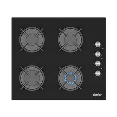Simfer Klasik Set Üstü Gazlı Cam Ocak Siyah