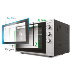 Simfer 70 Lt 6 Fonksiyon Turbo Midi Fırın Inox