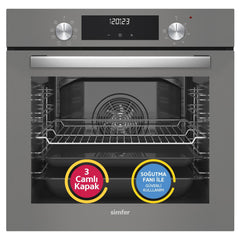 Simfer 9 Fonksiyon QS Cam Power Turbo Dijital Ankastre Fırın Gri