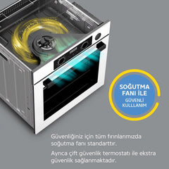 Simfer 9 Fonksiyon QS Cam Power Turbo Dijital Ankastre Fırın Gri