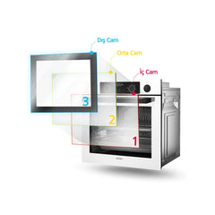 Simfer 9 Fonksiyon QS Cam Power Turbo Dijital Ankastre Fırın Gri