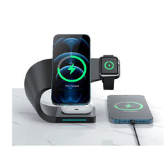 Sunix Magsafe 15 W 3ü1 Arada Kablosuz Şarj Standı Siyah