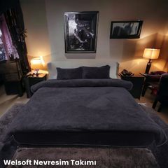 Welsoft Çift Kişilik Lastikli Nevresim Takımı Siyah