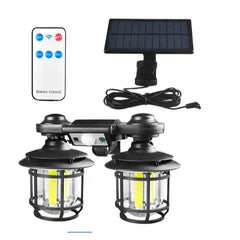 Solar Enerjili Sensörlü 192 LED Çift Başlı Uzaktan Kumandalı Duvar Lambası