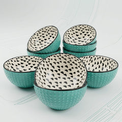 İçi Siyah Puantiyeli Çorba Çerez Kasesi Yeşil 15 cm