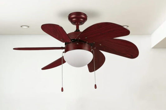 Queen 30'' 6 Kanatlı Işıklı Tavan Vantilatörü Kahverengi