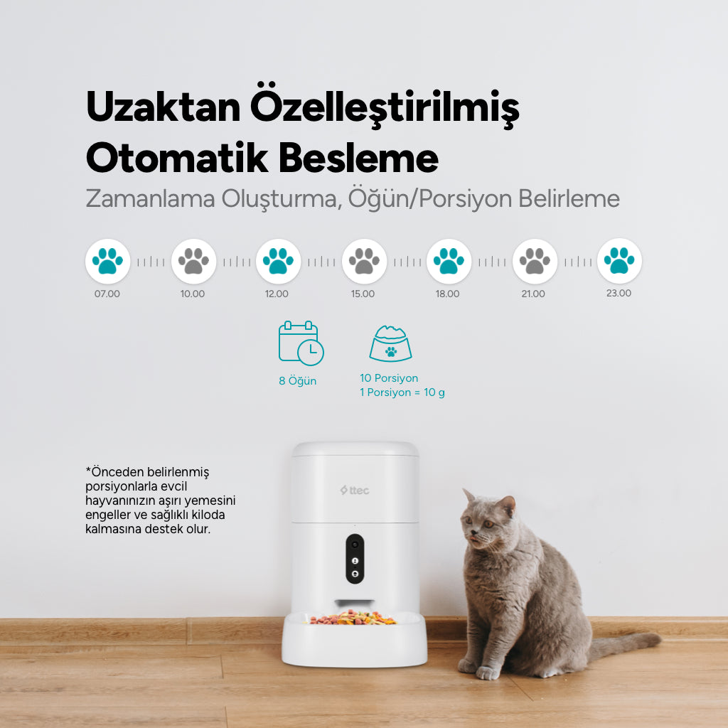 Ttec Foodi Pro Kameralı Otomatik Wi-Fi Akıllı Kedi/Köpek Besleyici