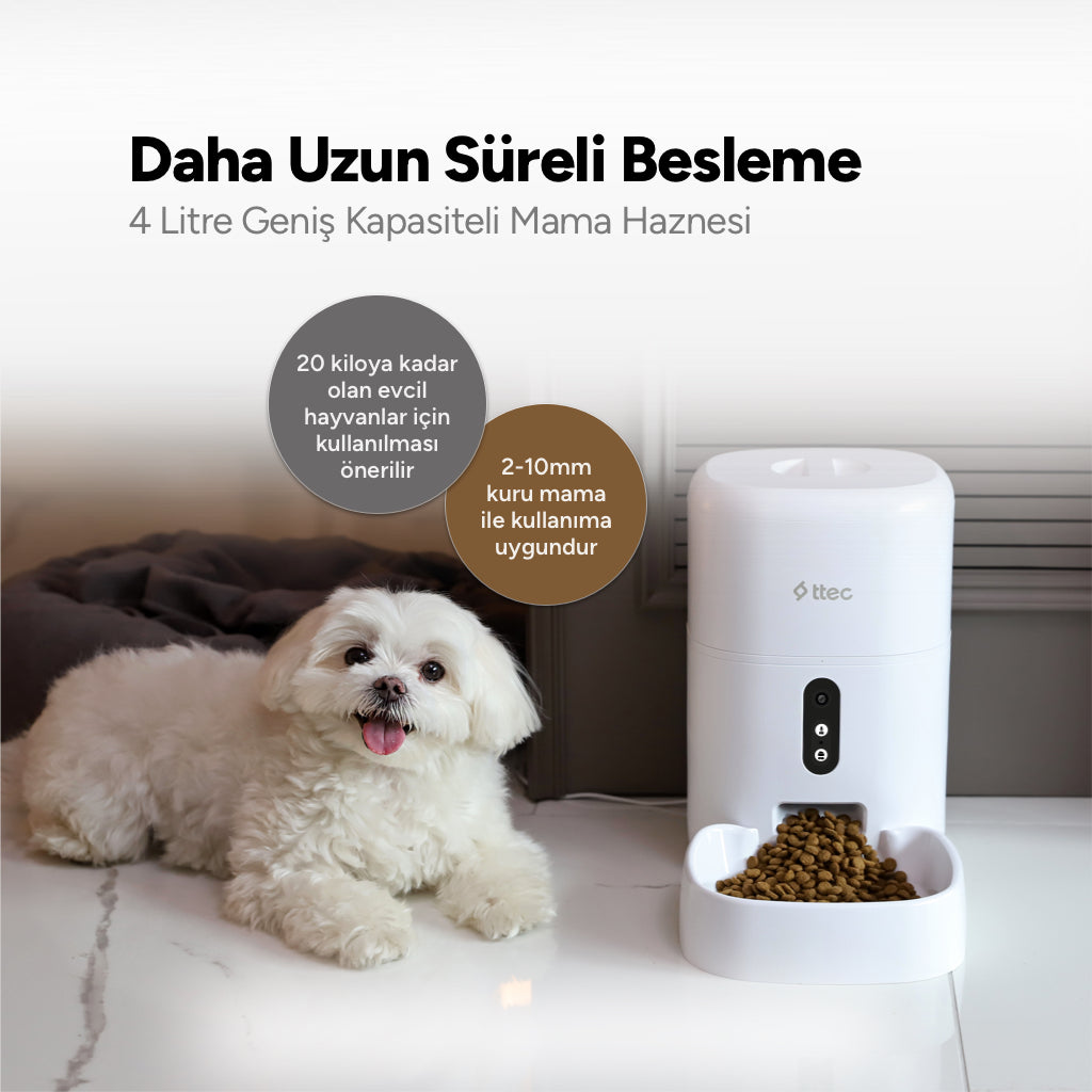 Ttec Foodi Pro Kameralı Otomatik Wi-Fi Akıllı Kedi/Köpek Besleyici