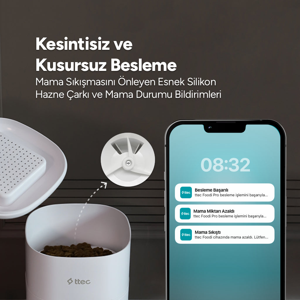 Ttec Foodi Pro Kameralı Otomatik Wi-Fi Akıllı Kedi/Köpek Besleyici