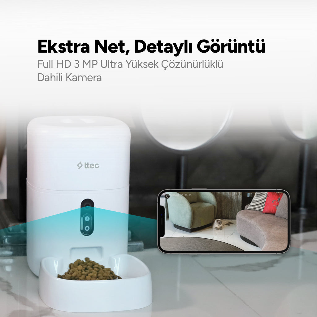 Ttec Foodi Pro Kameralı Otomatik Wi-Fi Akıllı Kedi/Köpek Besleyici