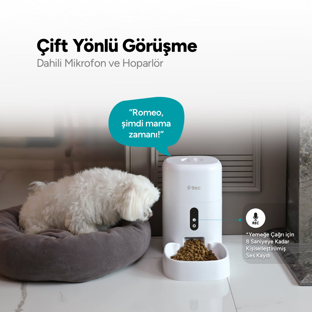 Ttec Foodi Pro Kameralı Otomatik Wi-Fi Akıllı Kedi/Köpek Besleyici