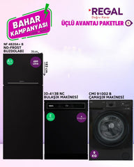 Regal Buzdolabı Çamaşır Bulaşık Makinesi Üçlü Avantaj Paketi 1 Siyah