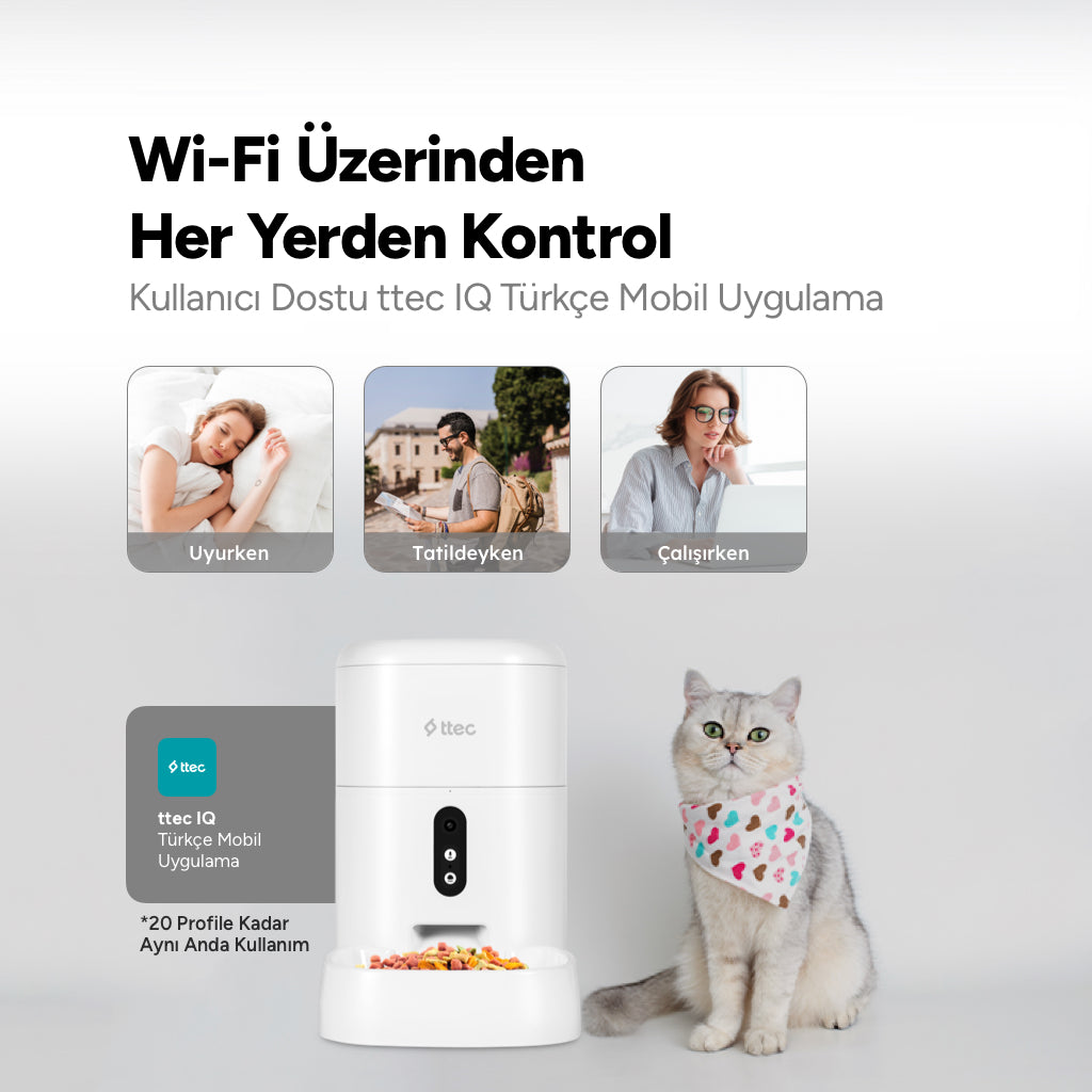 Ttec Foodi Pro Kameralı Otomatik Wi-Fi Akıllı Kedi/Köpek Besleyici