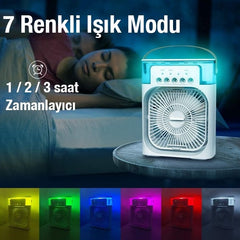 Işıklı Buharlı Masa Üstü Hava Nemlendirici Fan Vantilatör