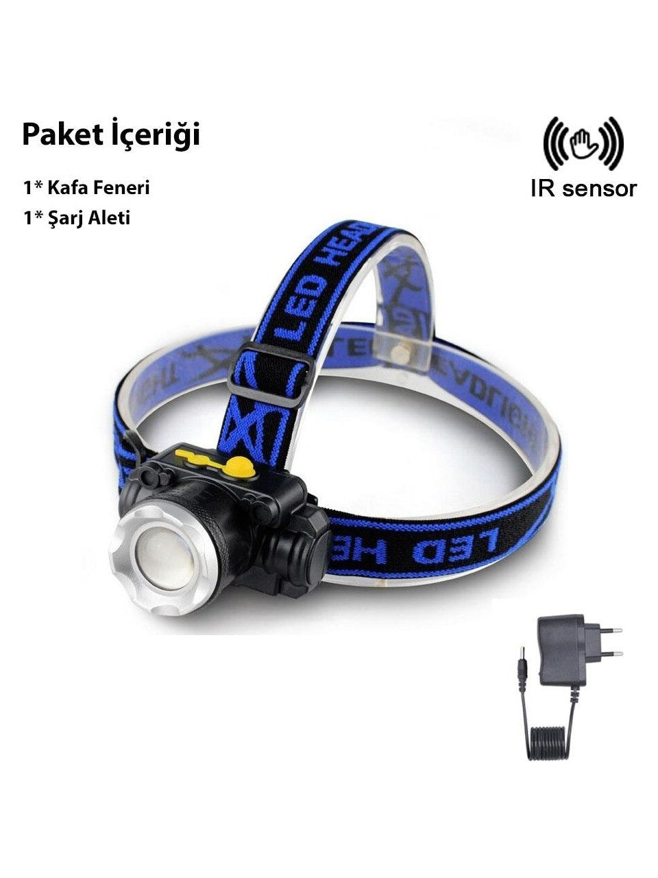 USB Şarjlı Sensörlü 200-800 Lümen LED Kafa Lambası