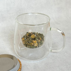 Bambu Kapaklı Cam Süzgeçli Kupa 450 ML