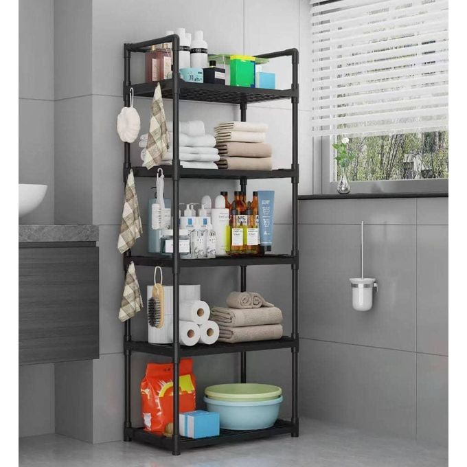 5 Katlı Banyo Mutfak Çok Amaçlı Raf Siyah