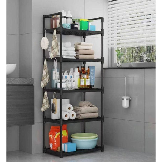 5 Katlı Banyo Mutfak Çok Amaçlı Raf Siyah