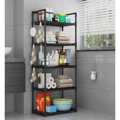 5 Katlı Banyo Mutfak Çok Amaçlı Raf Siyah