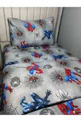 Spiderman Desenli 1.5 Kişilik Nevresim Takımı Gri