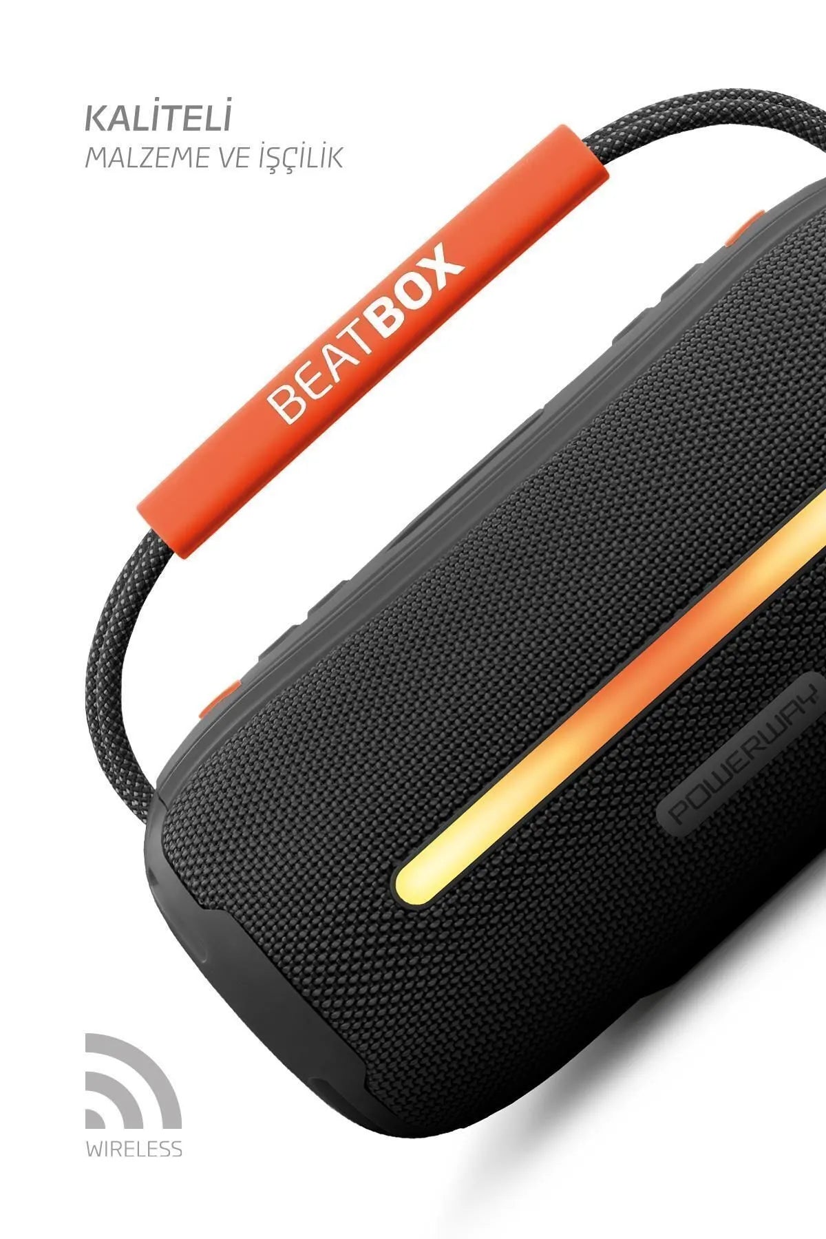 Powerway Beatbox Led Işıklı Ses Bombası Usb Sd Aux Fm Radyo Bluetooth Hoparlör Siyah