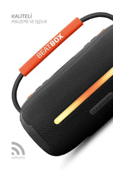 Powerway Beatbox Led Işıklı Ses Bombası Usb Sd Aux Fm Radyo Bluetooth Hoparlör Siyah
