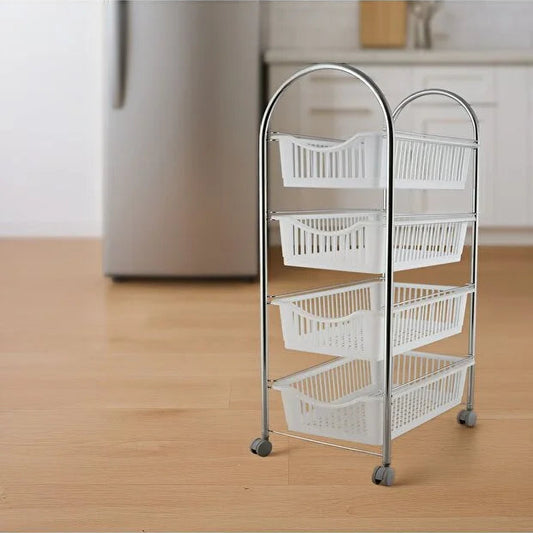 Metal Kenarlı 4 Katlı Sebzelik Meyvelik Mutfak Düzenleyici Raf