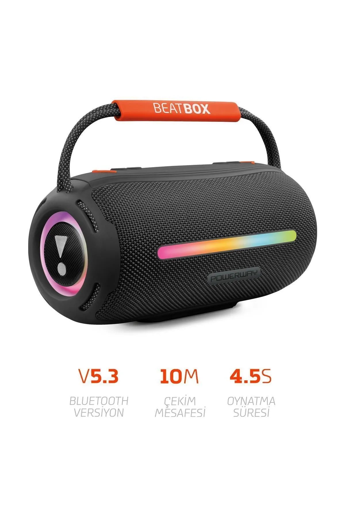 Powerway Beatbox Led Işıklı Ses Bombası Usb Sd Aux Fm Radyo Bluetooth Hoparlör