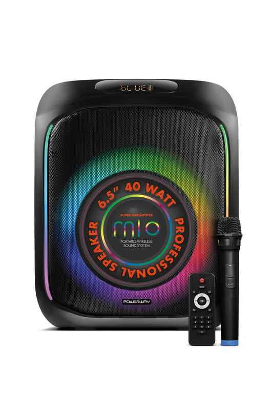 Powerway Mio Taşınabilir Mikrofonlu Led Işıklı 40 W Kumandalı Bluetooth Hoparlör
