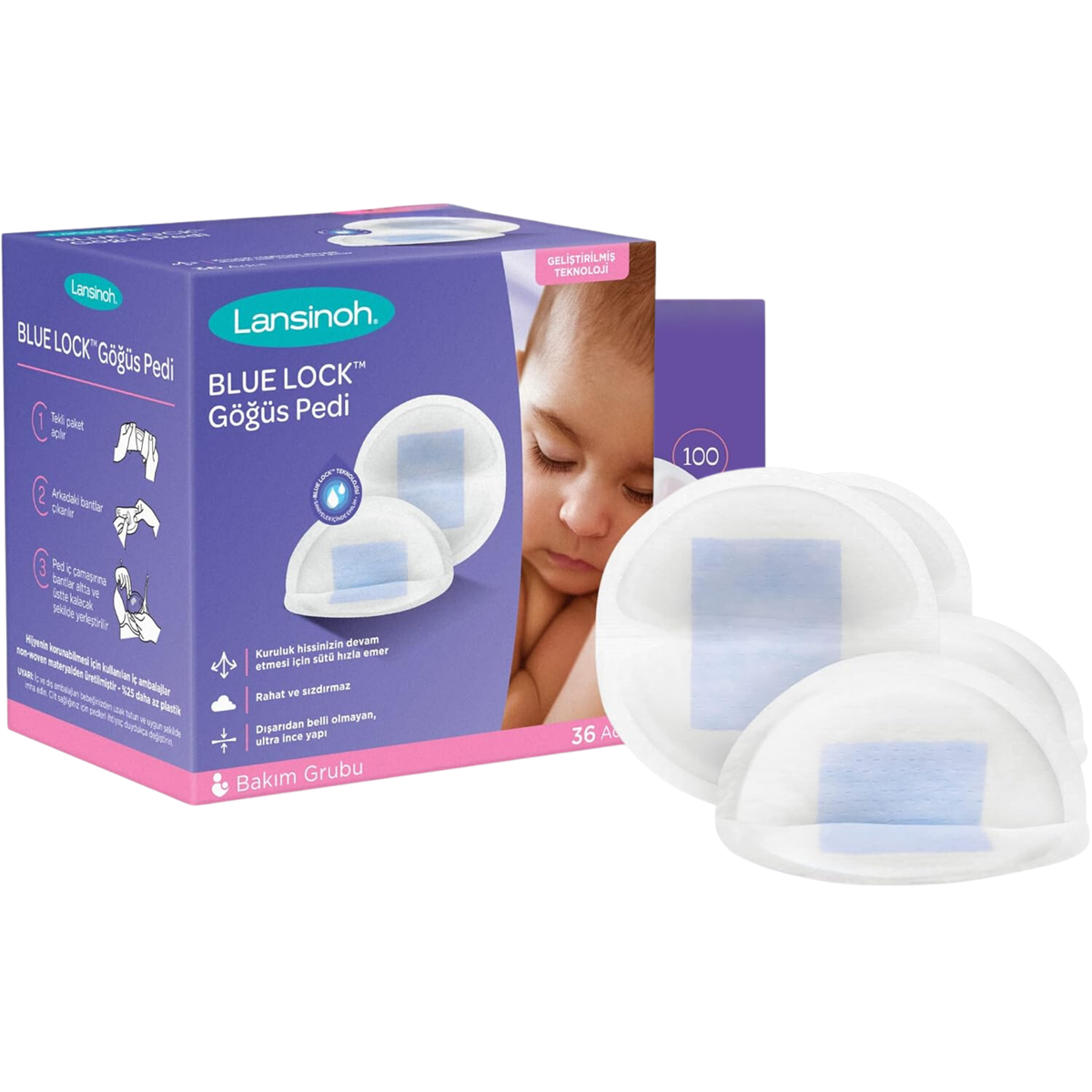 Lansinoh Blue Lock 36'lı Göğüs Pedi