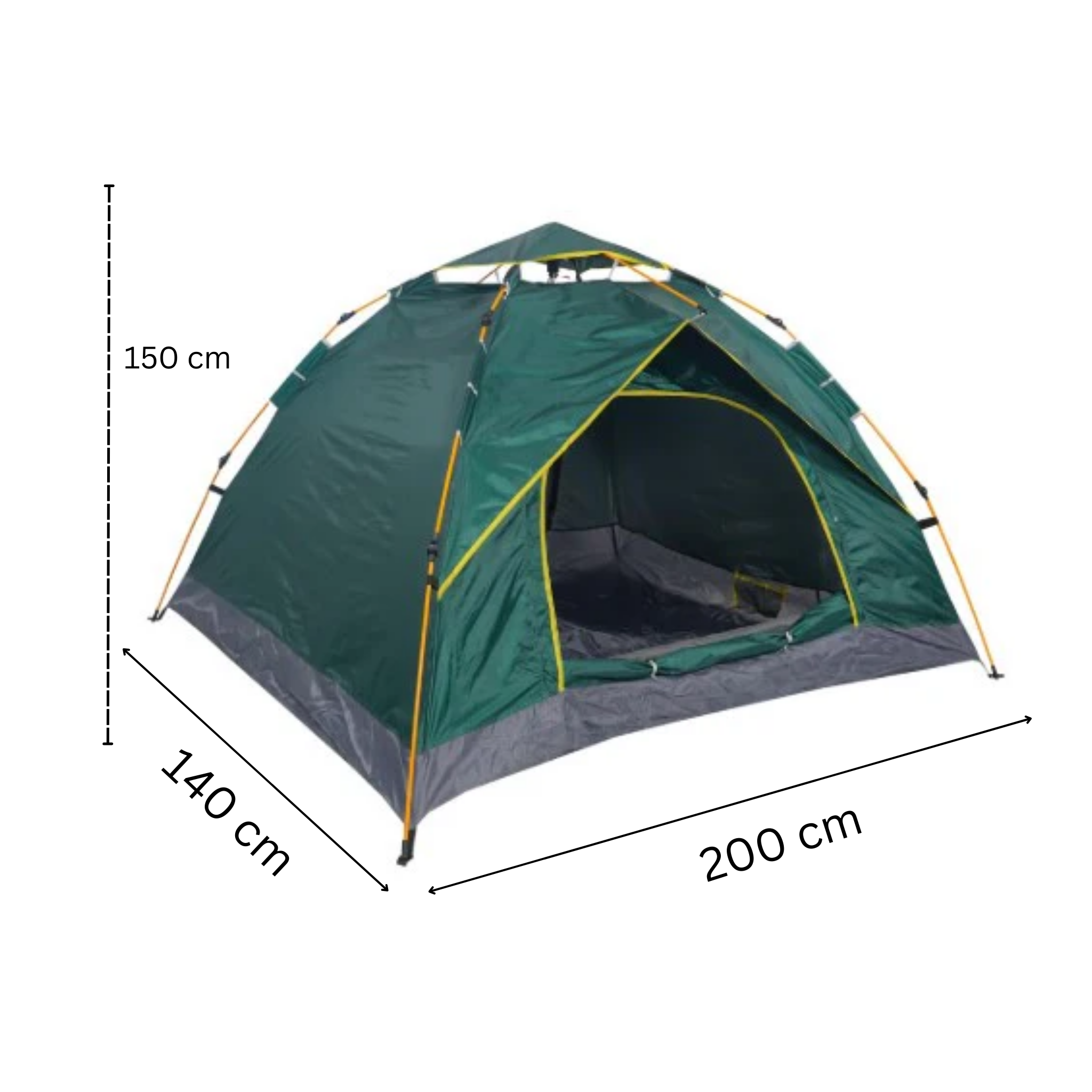 2-3 Kişilik Otomatik Açılan 200x140x150 Cm Çadır Yeşil