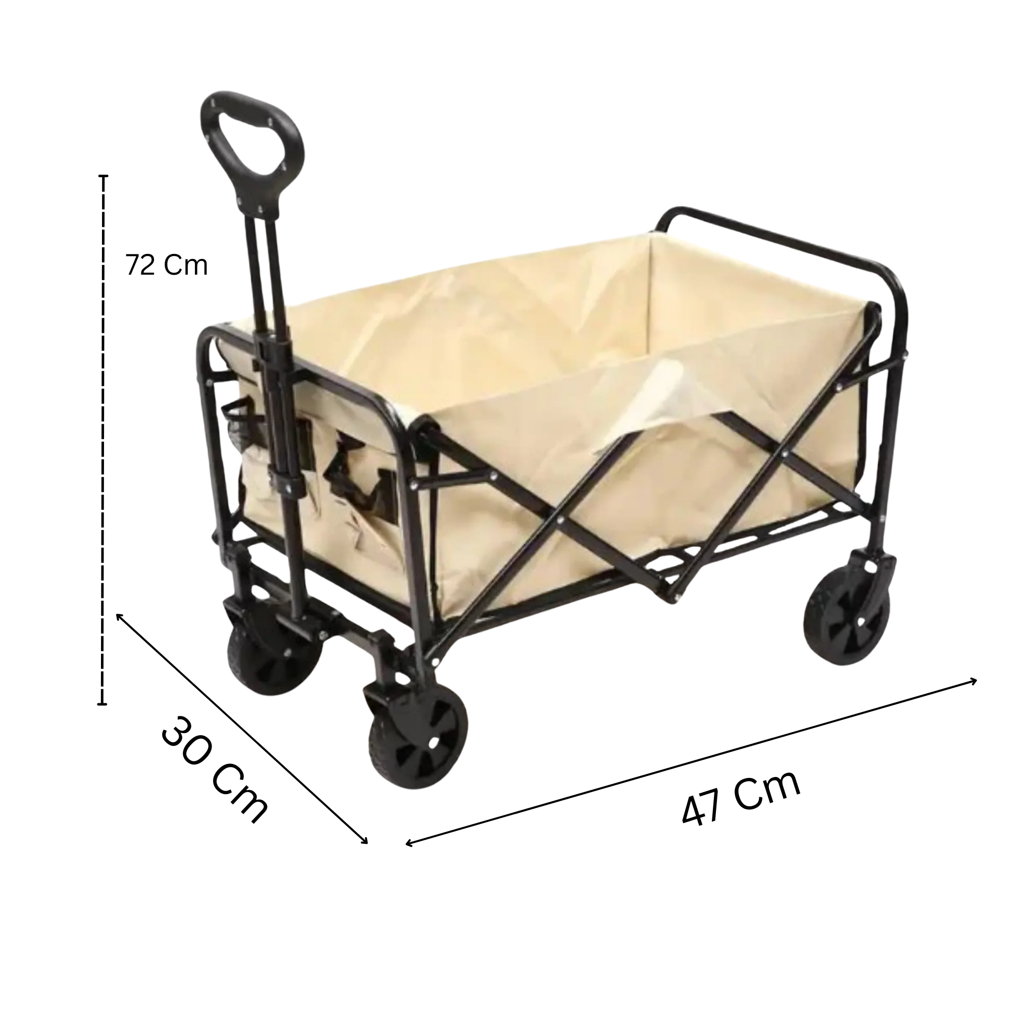 Katlanabilir 72x47 Cm Yardımcı Çok Amaçlı Araba Vagon Krem