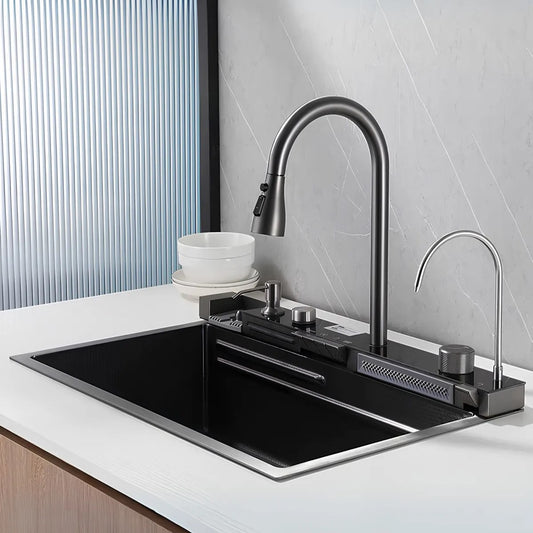 Multifonksiyonel Akıllı Teknolojik Paslanmaz Bal Peteği Tabanlı Evye Seti