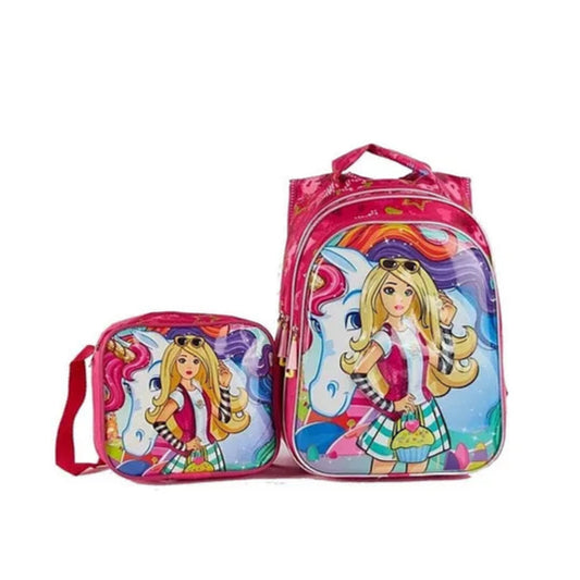 Barbie Kabartmalı 3 Bölmeli Beslenme Çanta Hediyeli İlkokul Sırt Çantası
