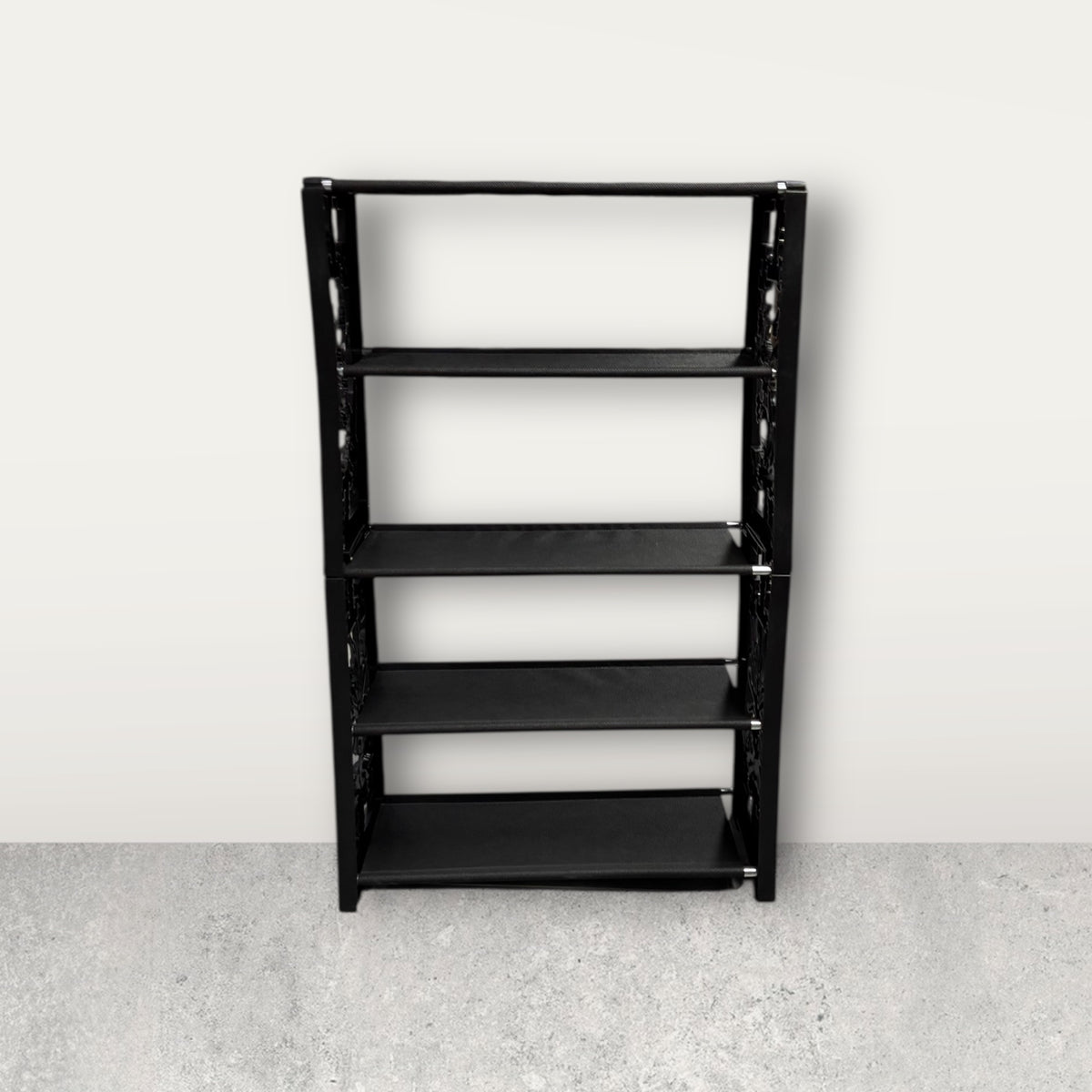 5 Katlı Kumaş Ayakkabı Rafı Siyah