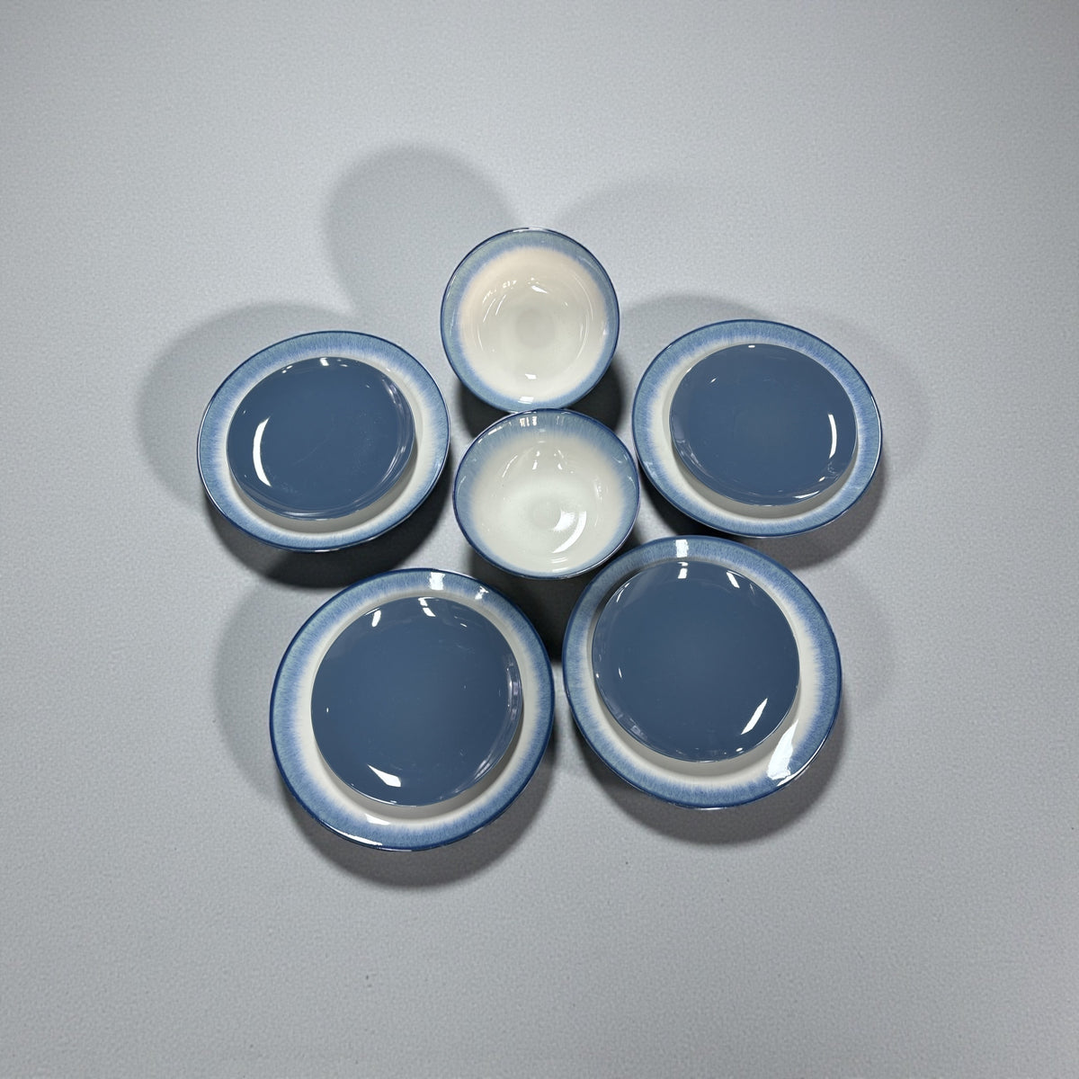 4 Kişilik 10 Parça Mavi Yemek Takımı