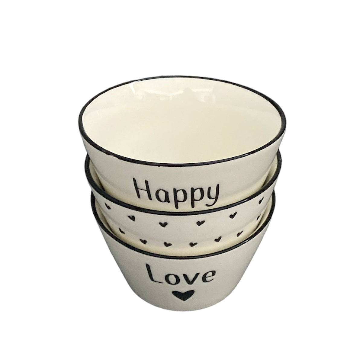 3'lü Happy Love Kalp Desenli 400 ML Kase