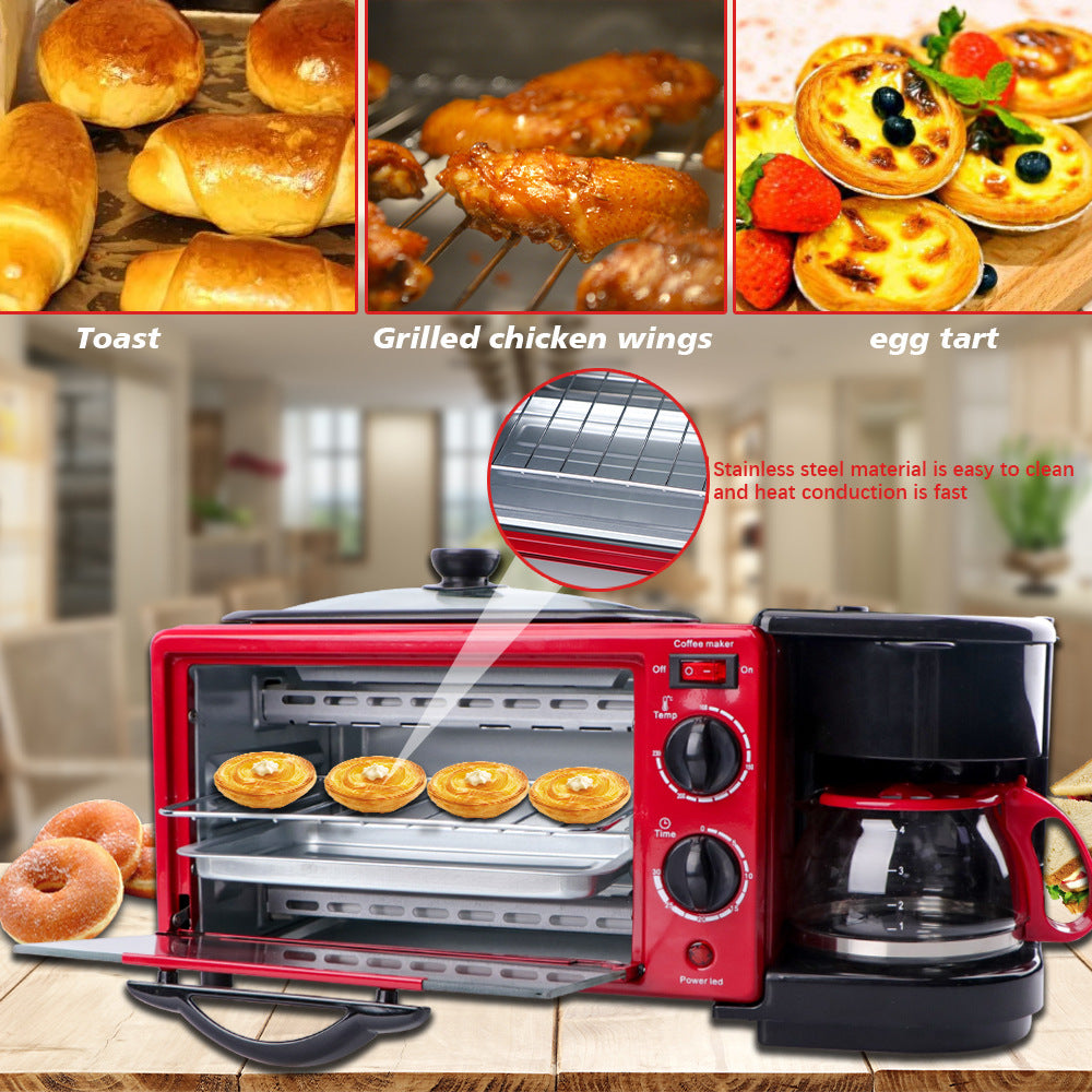 Haeger 3'ü 1 Arada Mini Fırın Izgara Filtre Kahve Makinesi Kırmızı