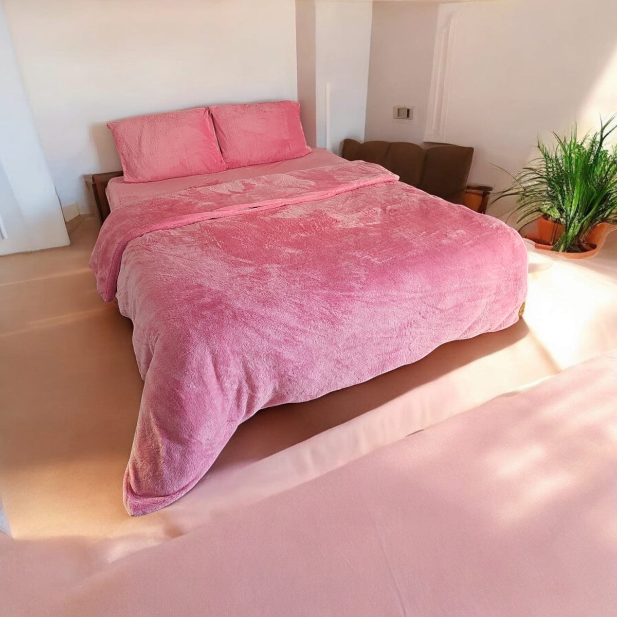 Welsoft Çift Kişilik Lastikli Nevresim Takımı Açık Pembe