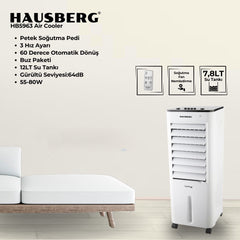 Hausberg 60 Derece Dönen 12 Lt Tanklı Elektrikli Hava Soğutucu