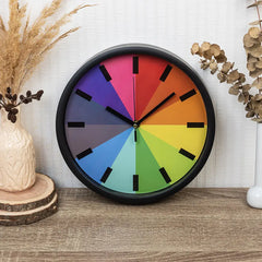 Renkli Duvar Saati 25x25x4 cm PVC Siyah Kenarlı