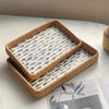 Fish Patterned Double Rattan Tray
